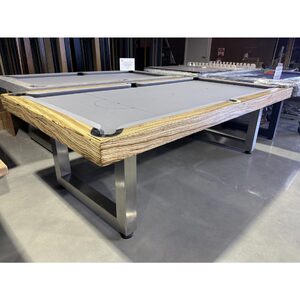 PIÈCE UNIQUE - 8ft Slate Odyssey Pool Billiard Table, Zebra Timber, Stainless Steel Frame & Legs