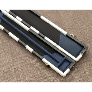 3 quarter blue/ white leather cue case White/Black